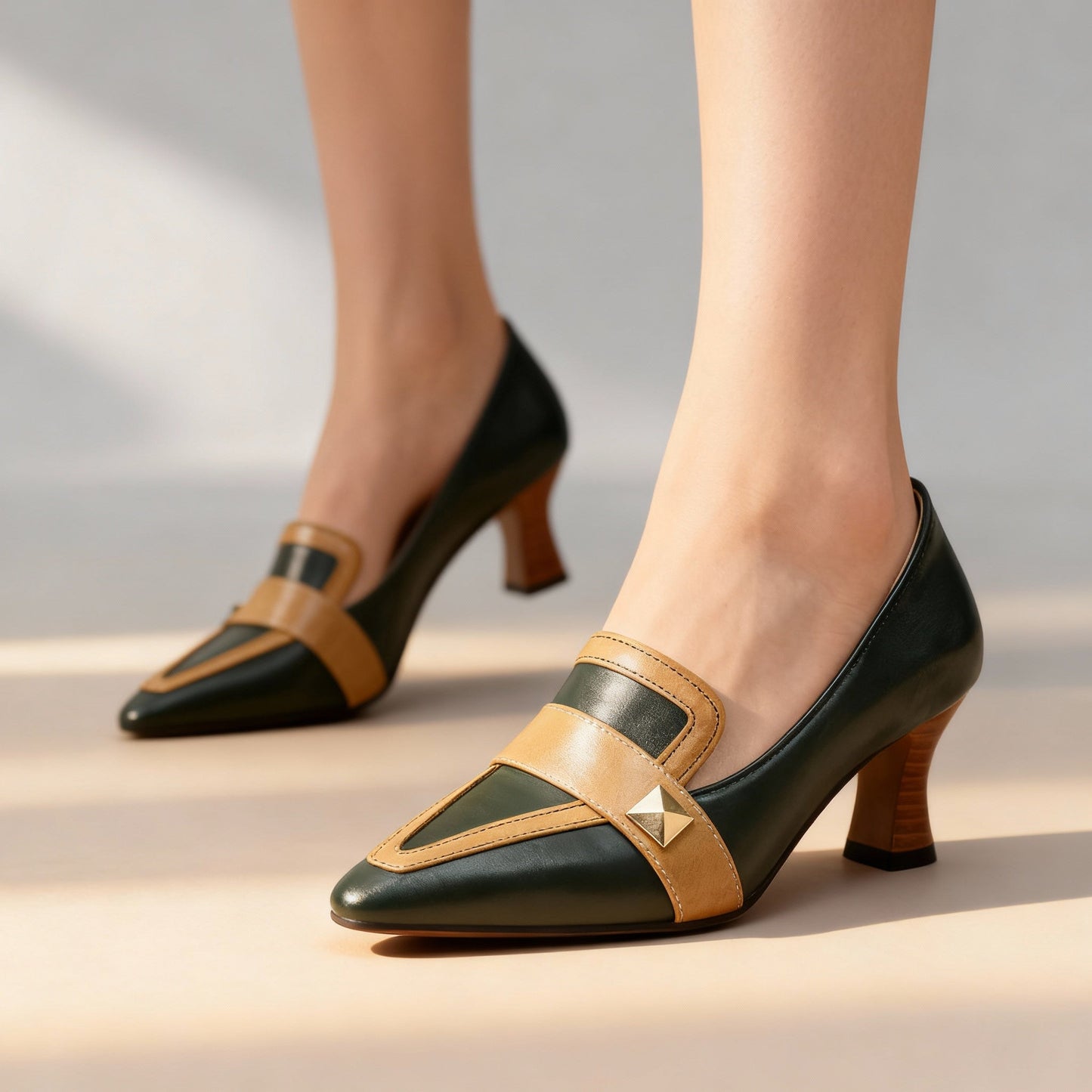 Women's Two-Tone Leather Heels Corvine