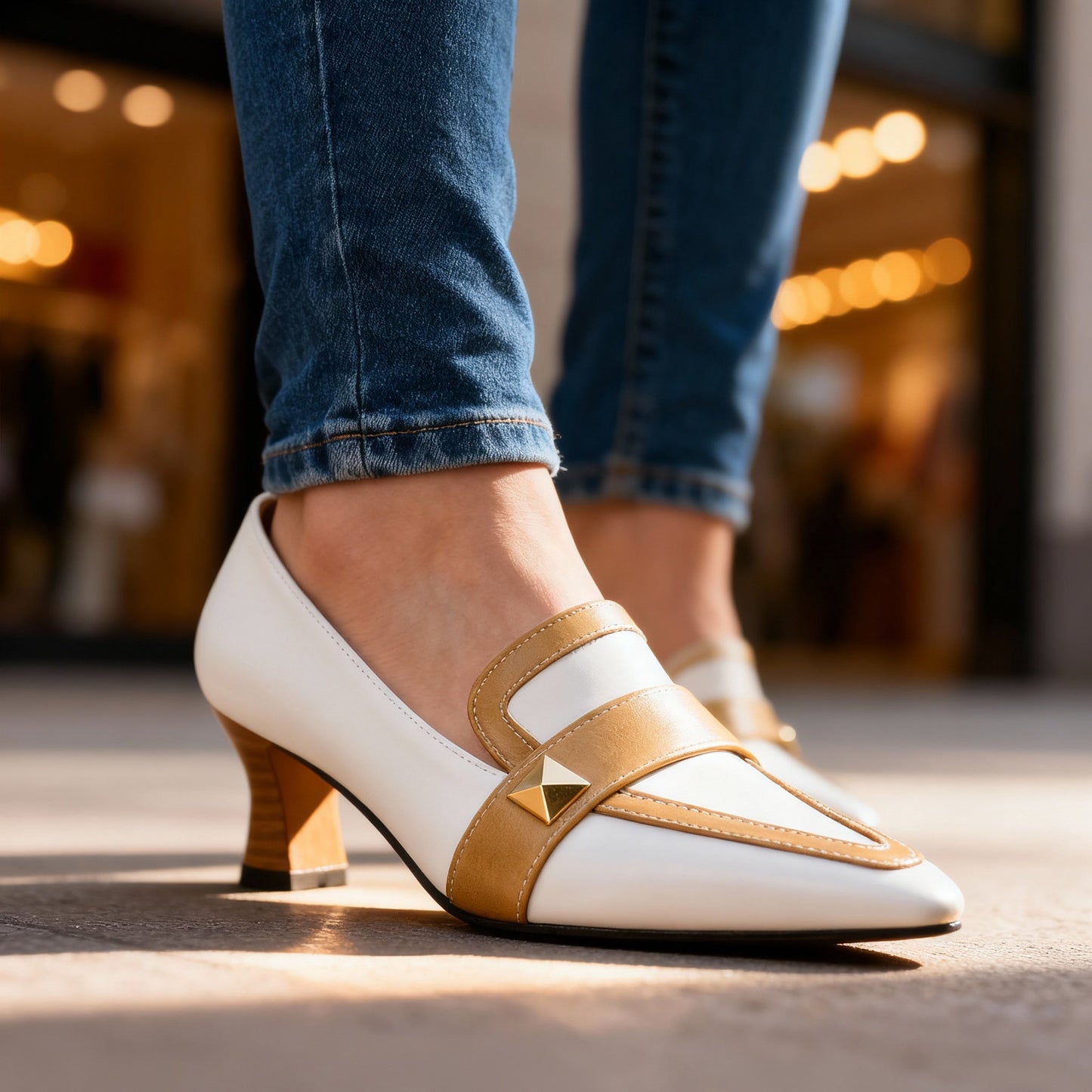 Women's Two-Tone Leather Heels Corvine