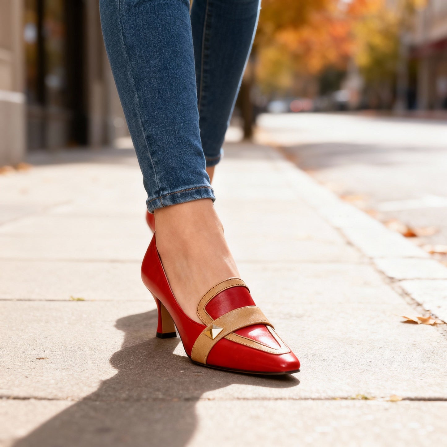 Women's Two-Tone Leather Heels Corvine
