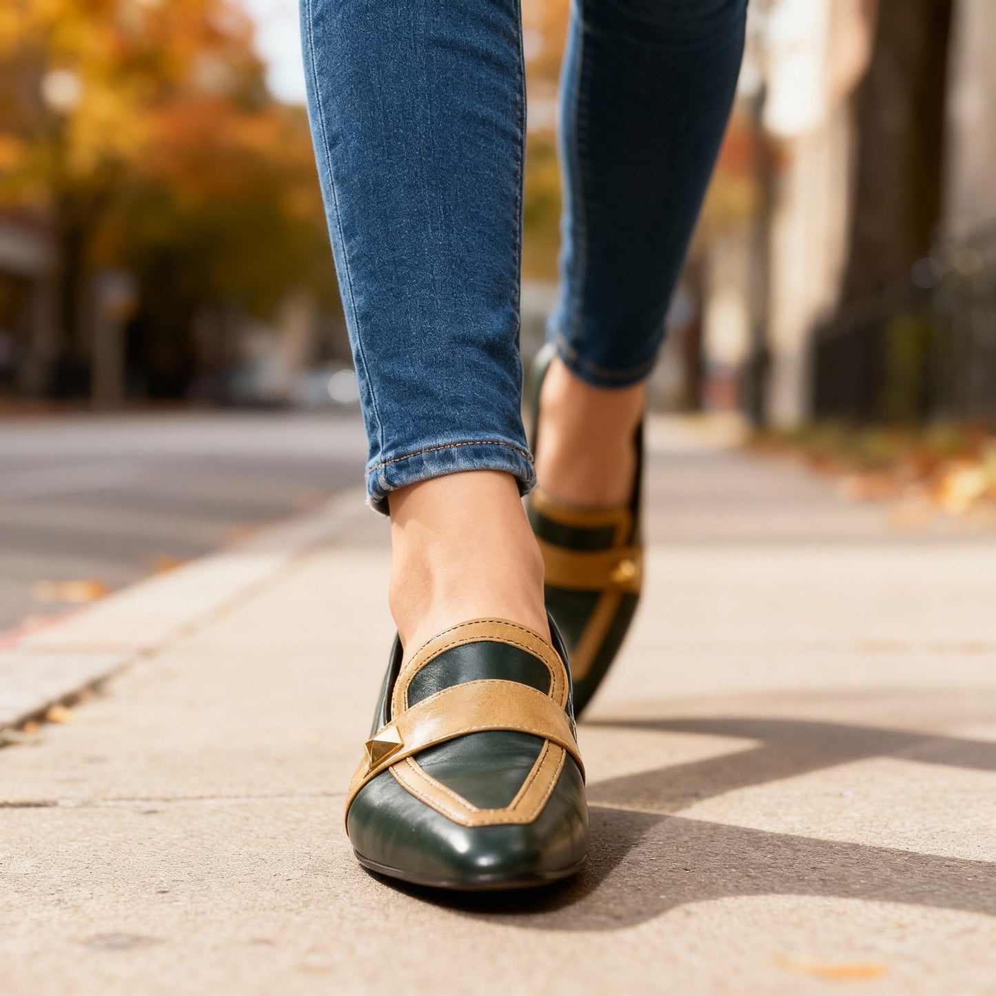 Women's Two-Tone Leather Heels Corvine