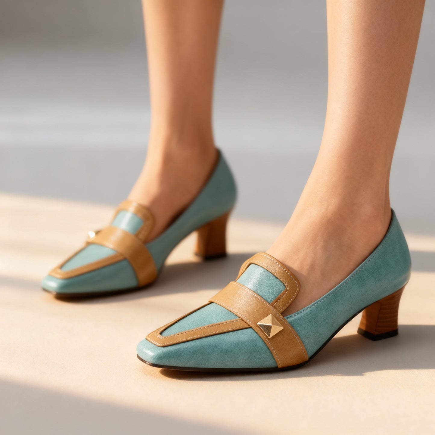 Women's Two-Tone Leather Heels Corvine