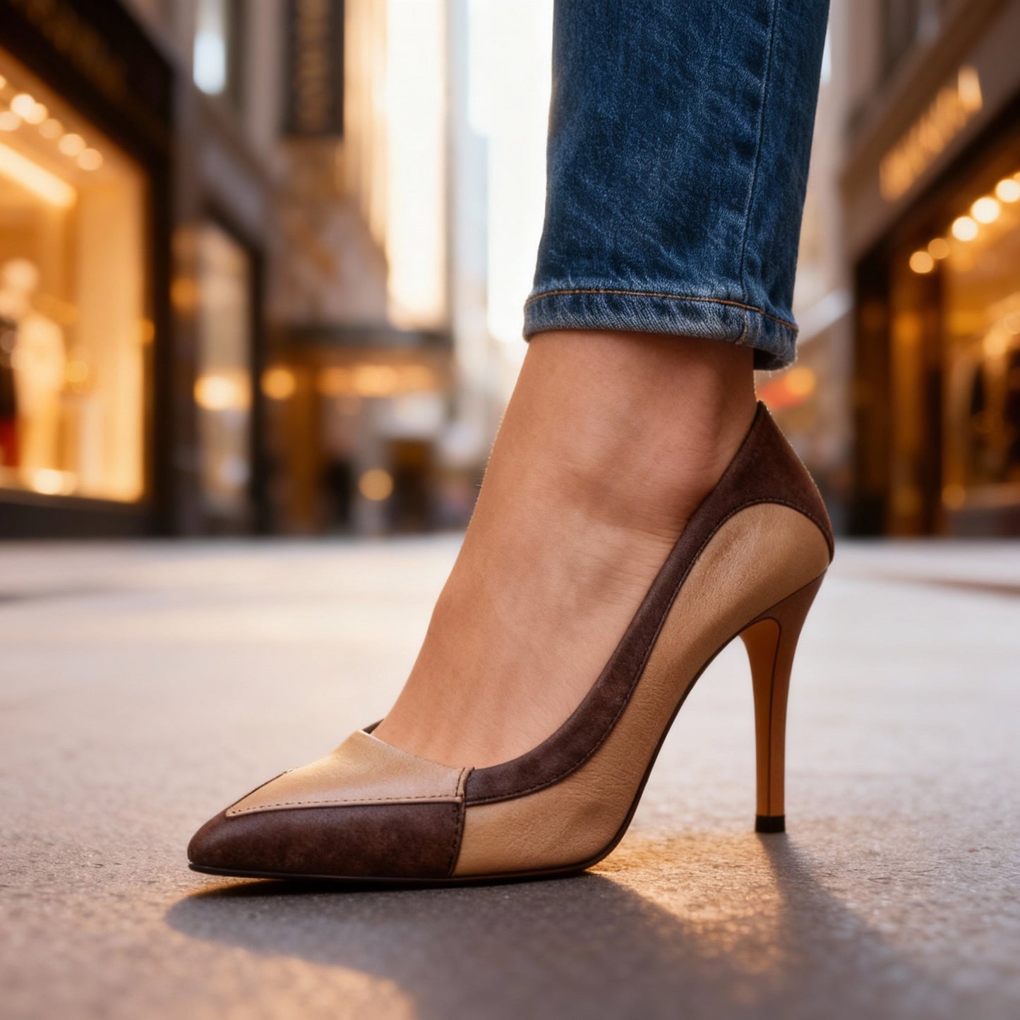 Women's Two-Tone Leather Stiletto Heels Corvine