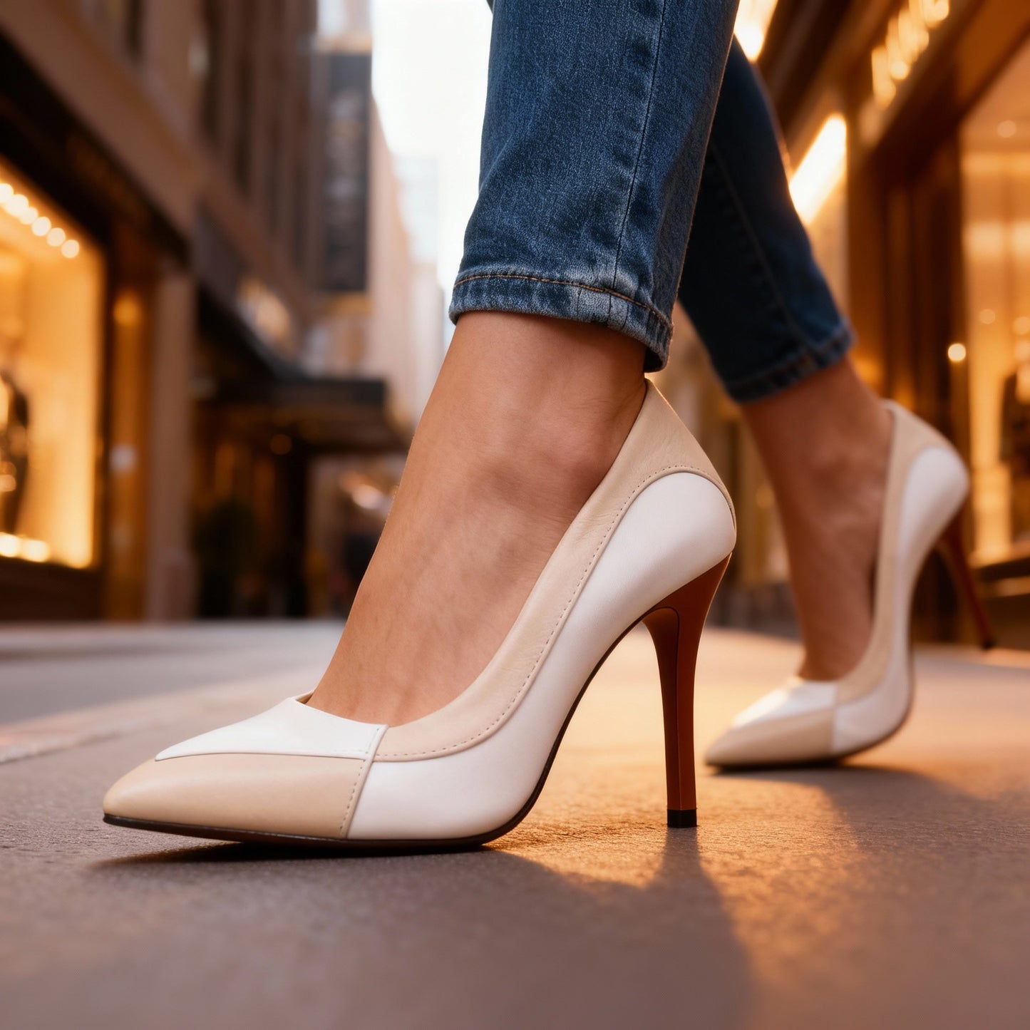 Women's Two-Tone Leather Stiletto Heels Corvine