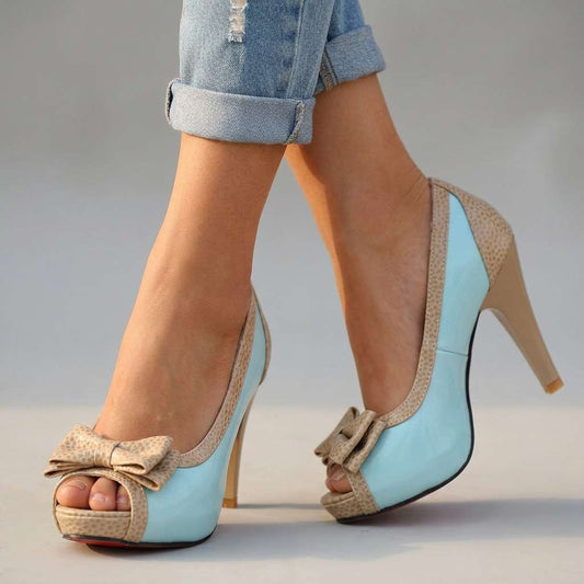 Women's Two-Tone Open Toe Pumps Corvine