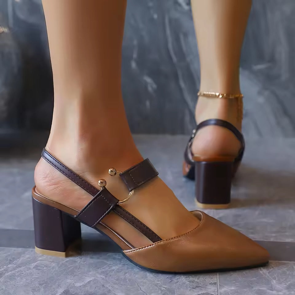 Women's Two-Tone Smooth Vegan Leather Slingback Heels Corvine