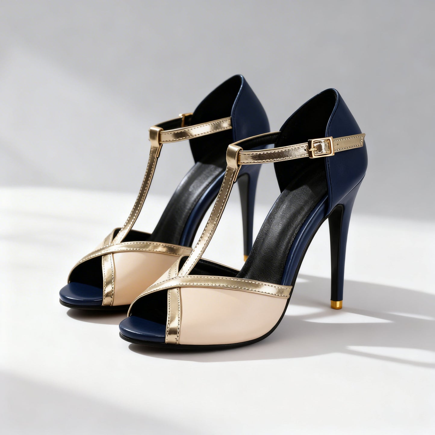 Women's Two-Tone T-Strap Heels Corvine