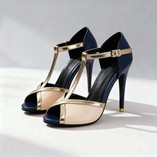 Women's Two-Tone T-Strap Heels Corvine