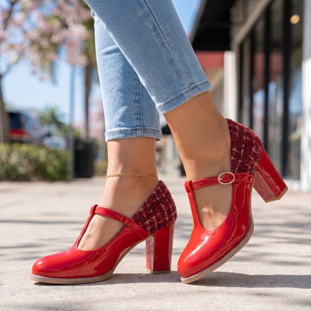Women's Two-Toned Tweed Mary Jane Pumps Corvine