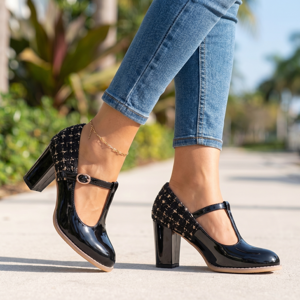 Women's Two-Toned Tweed Mary Jane Pumps Corvine