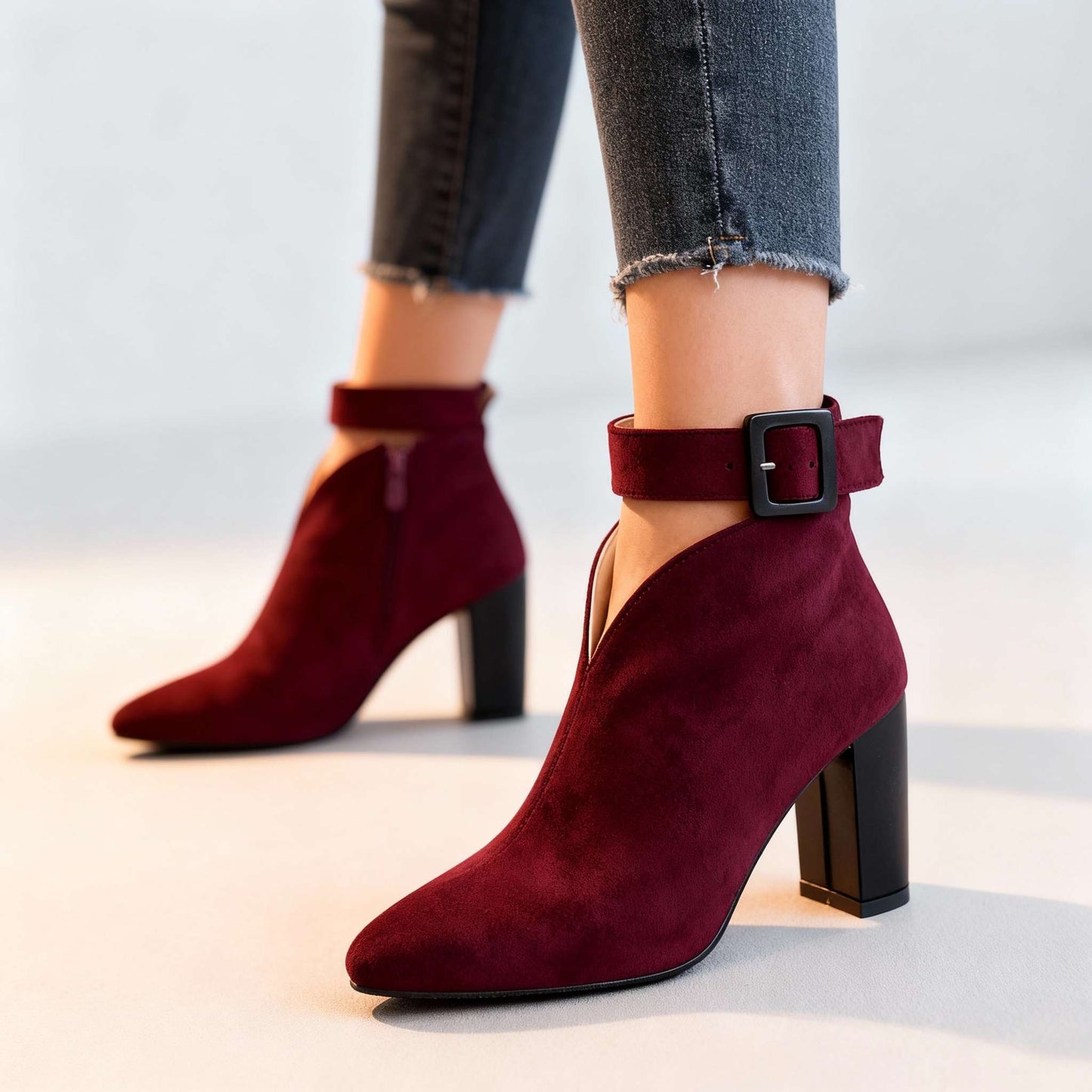 Women's Ultra-Soft Suede Block Heel Shoes Corvine