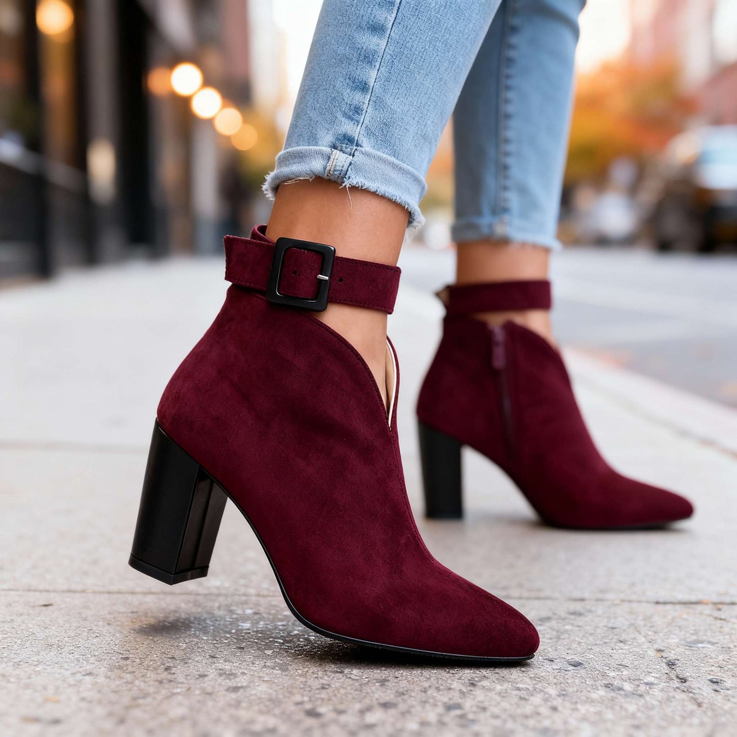 Women's Ultra-Soft Suede Block Heel Shoes Corvine