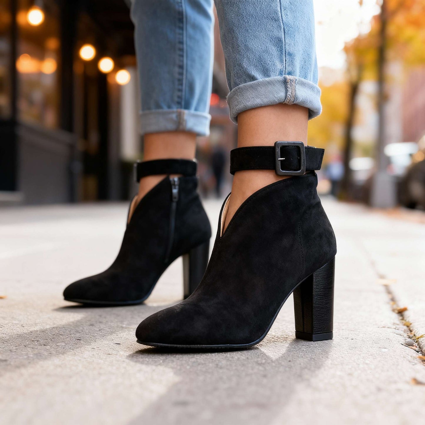 Women's Ultra-Soft Suede Block Heel Shoes Corvine