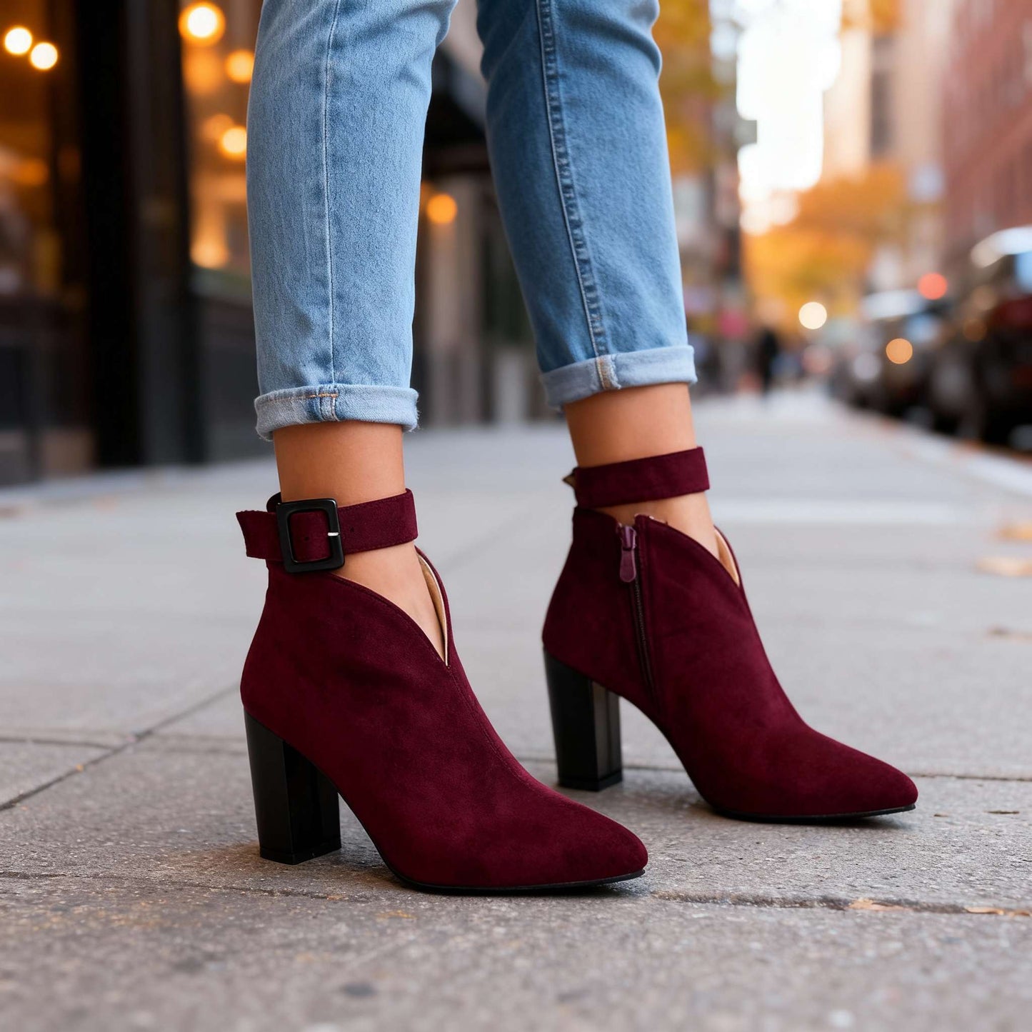 Women's Ultra-Soft Suede Block Heel Shoes Corvine