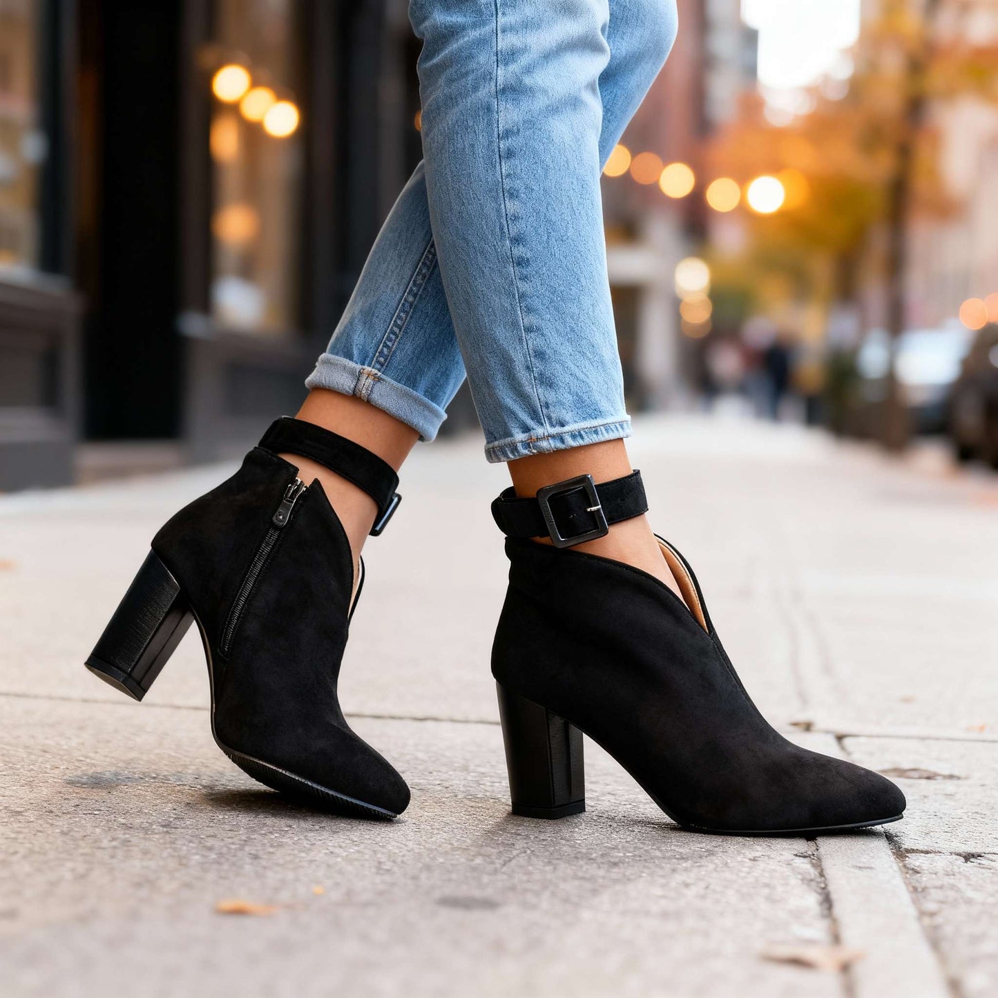 Women's Ultra-Soft Suede Block Heel Shoes Corvine