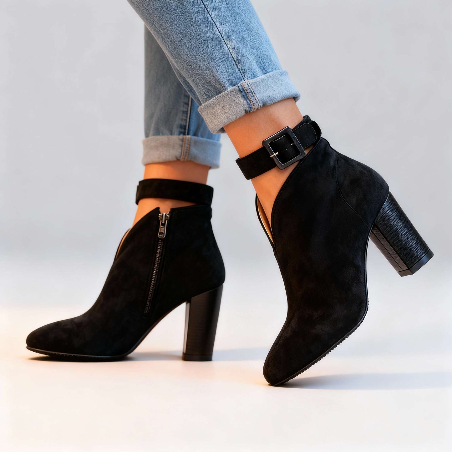 Women's Ultra-Soft Suede Block Heel Shoes Corvine