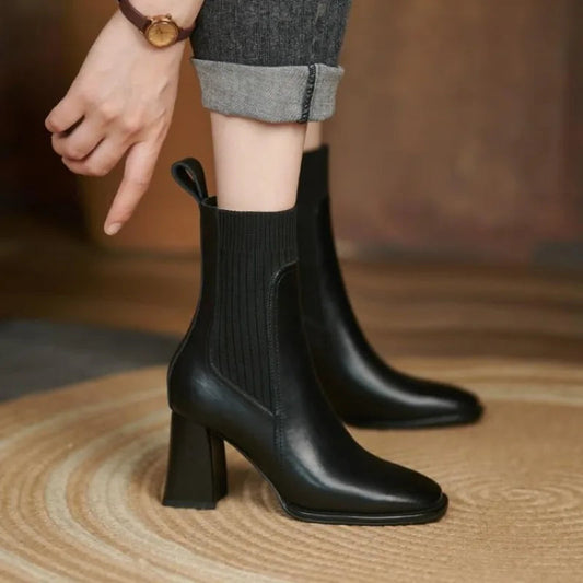 Women's Vegan Leather Black Ankle Boots Corvine