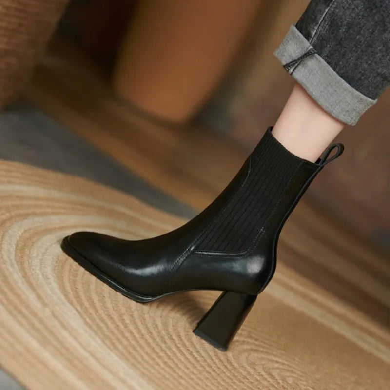 Women's Vegan Leather Black Ankle Boots Corvine