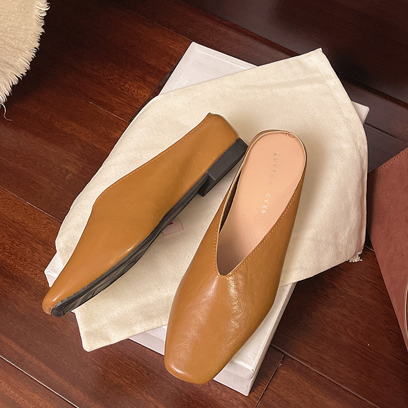 Women's Vegan Leather Black Flats Corvine