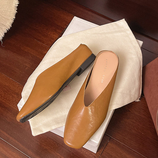 Women's Vegan Leather Black Flats Corvine