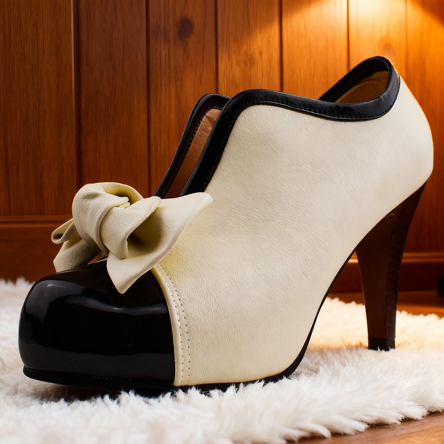 Women's Vegan Leather Bow-Front Oxford Heels Corvine