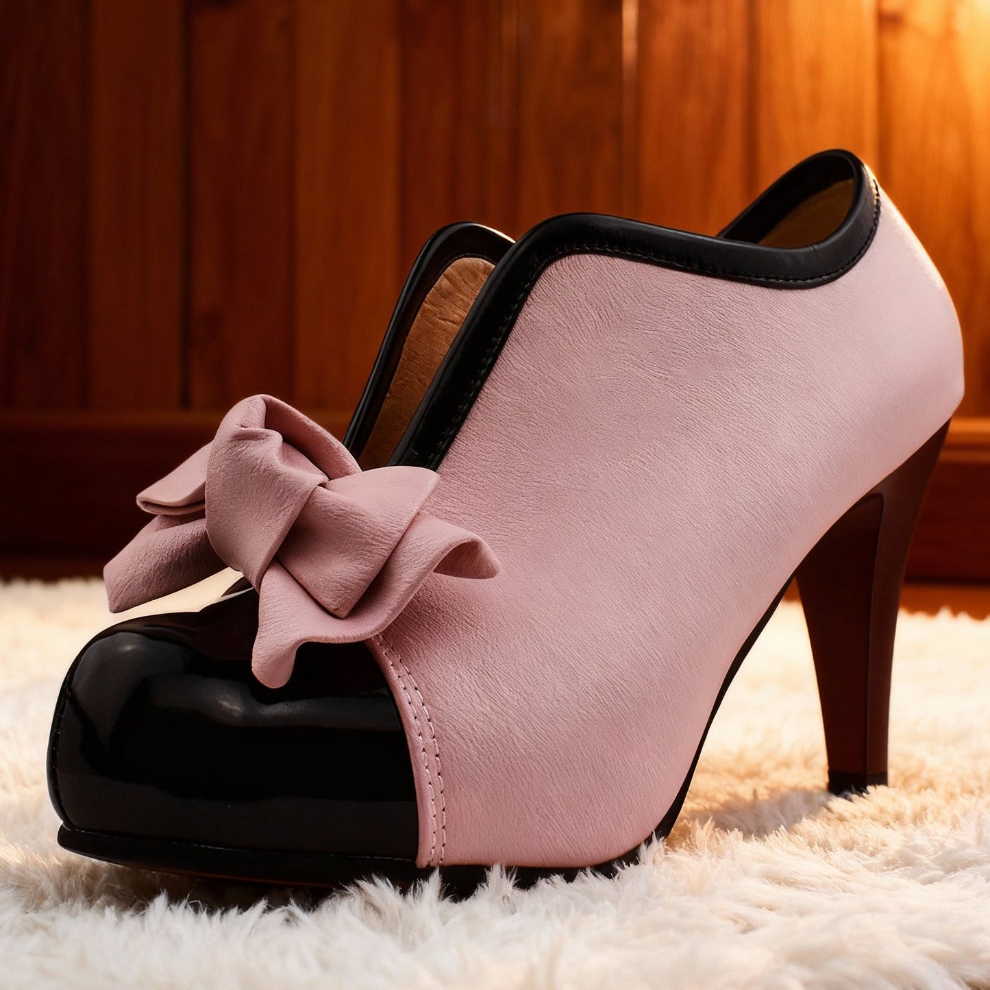 Women's Vegan Leather Bow-Front Oxford Heels Corvine