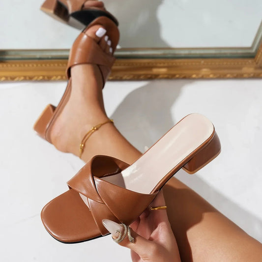 Women's Vegan Leather Crossover Strap Sandals Corvine