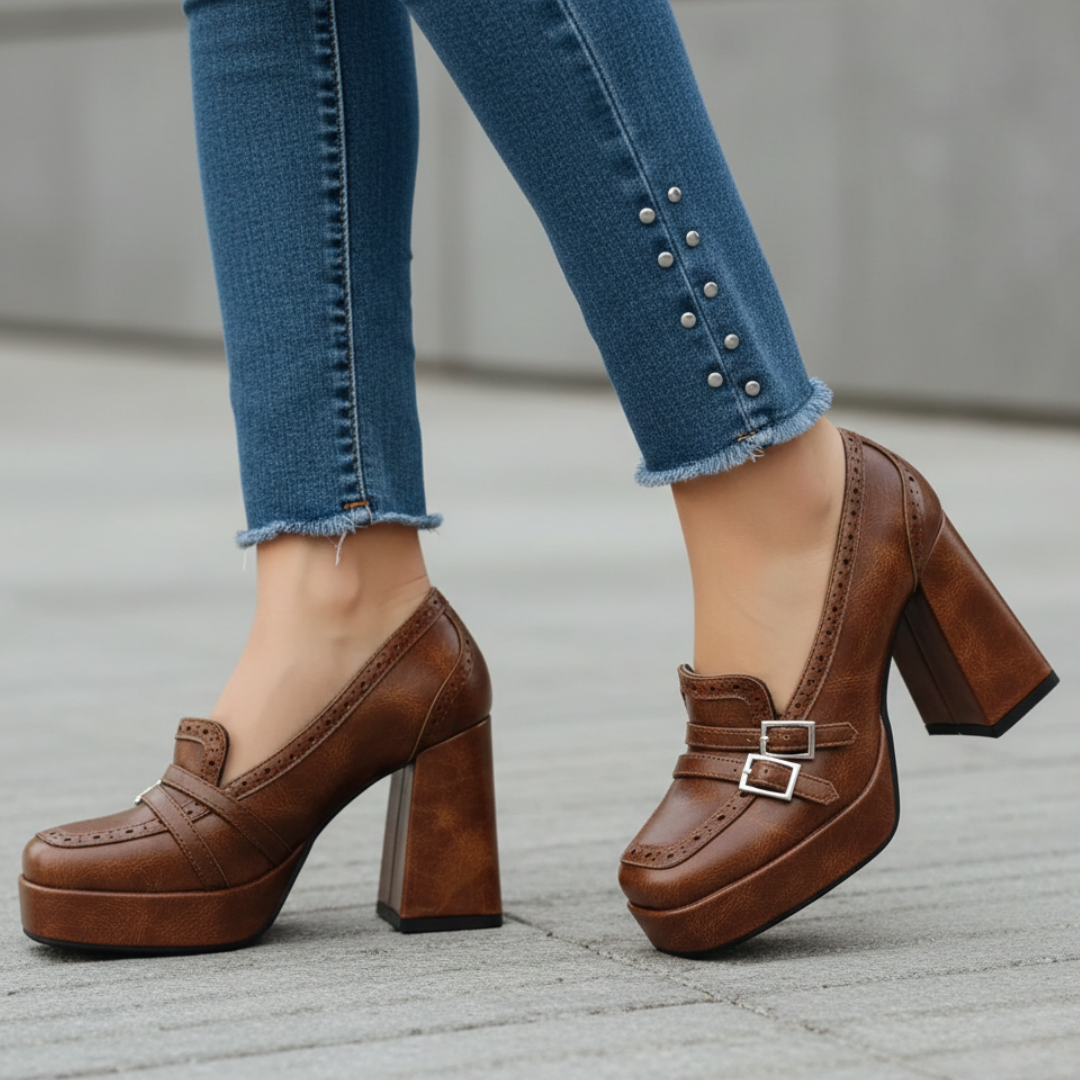 Women's Vegan Leather Platform Heels Corvine