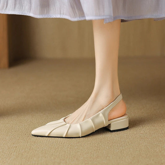 Women's Vegan Leather Pleated Slingback Heels Corvine