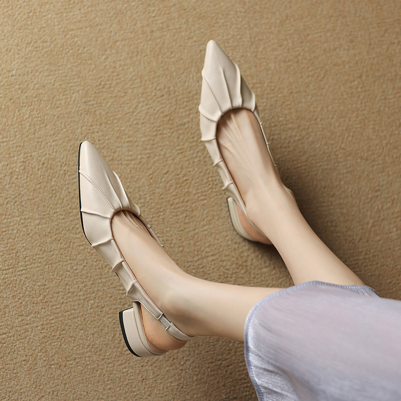 Women's Vegan Leather Pleated Slingback Heels Corvine
