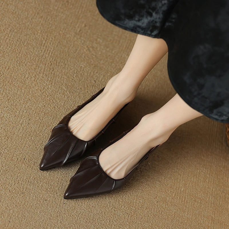 Women's Vegan Leather Pleated Slingback Heels Corvine