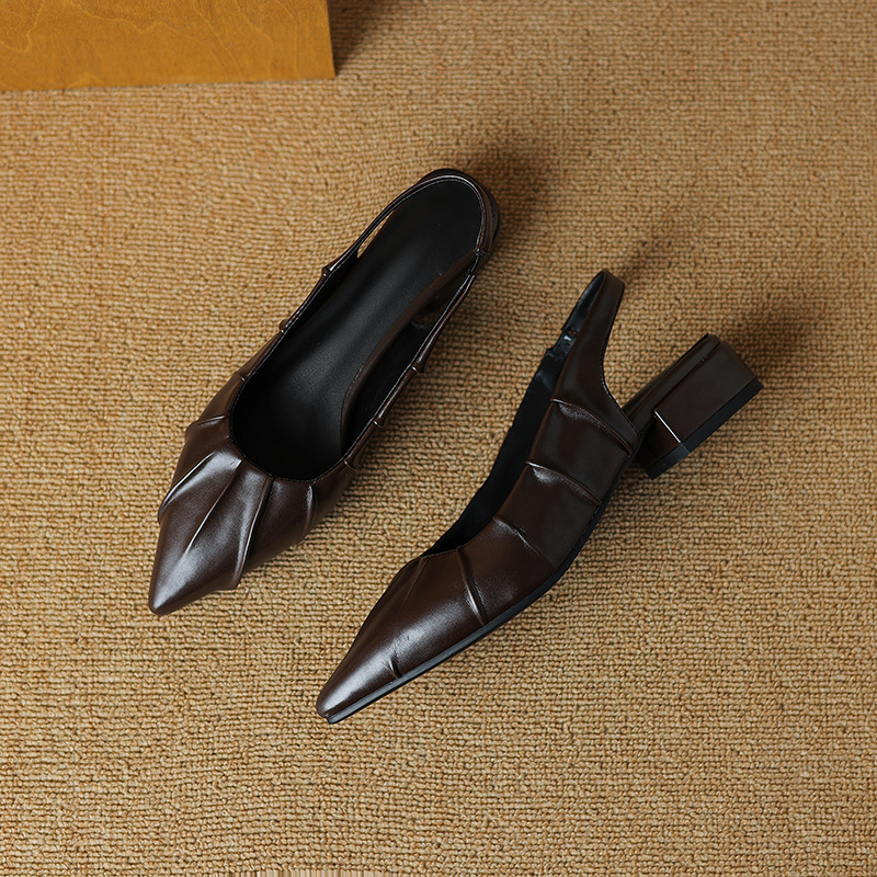 Women's Vegan Leather Pleated Slingback Heels Corvine