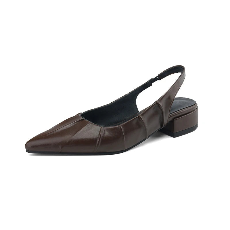 Women's Vegan Leather Pleated Slingback Heels Corvine