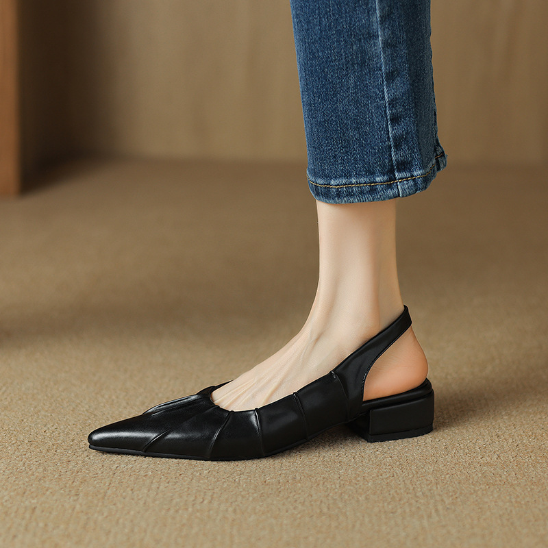 Women's Vegan Leather Pleated Slingback Heels Corvine