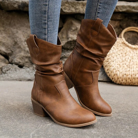 Women's Vegan Leather Slouchy Cowboy Boots Corvine