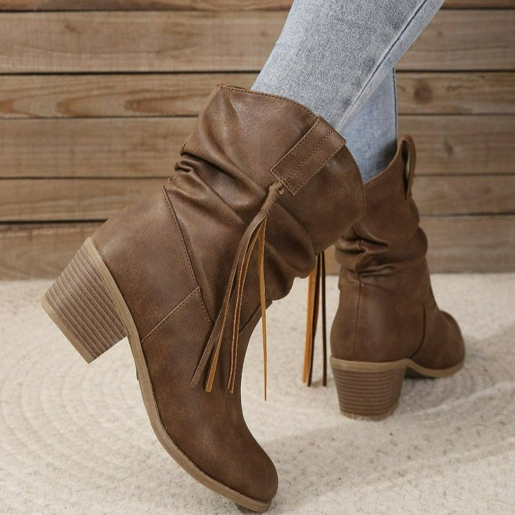 Women's Vegan Leather Slouchy Cowboy Boots Corvine
