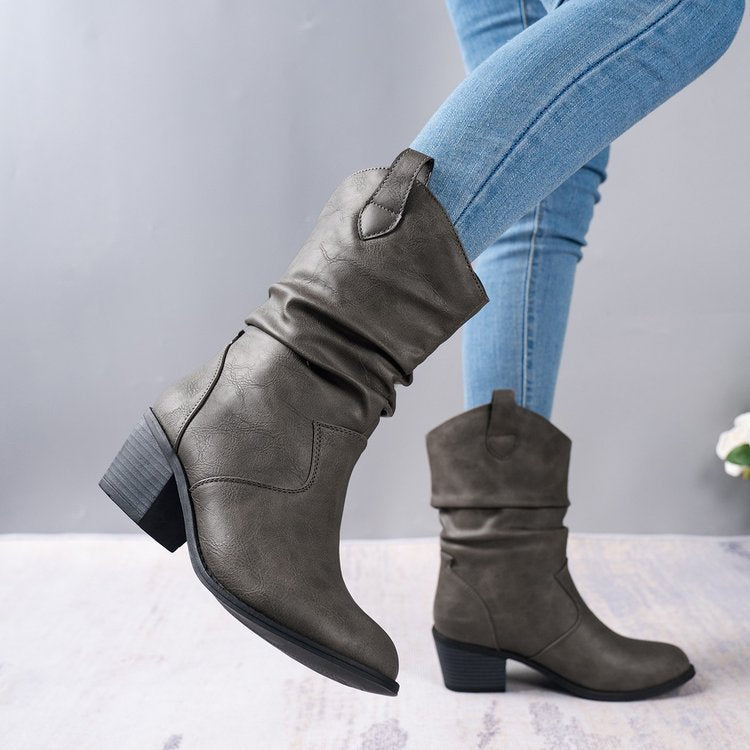 Women's Vegan Leather Slouchy Cowboy Boots Corvine