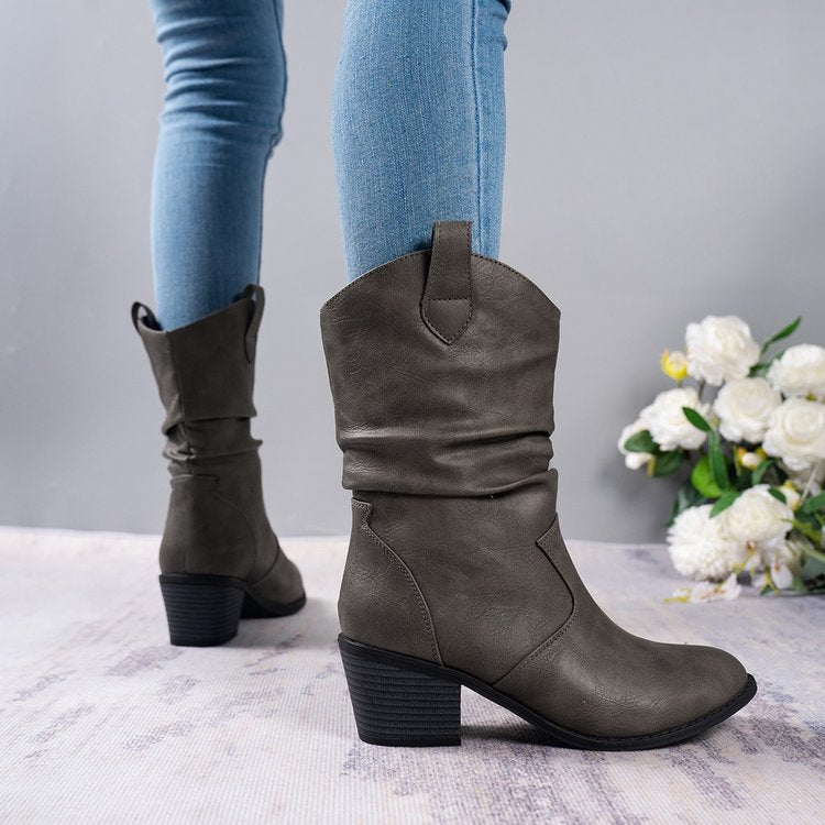 Women's Vegan Leather Slouchy Cowboy Boots Corvine
