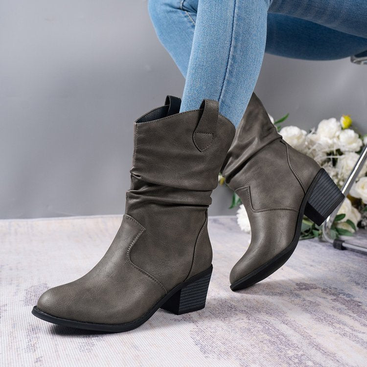 Women's Vegan Leather Slouchy Cowboy Boots Corvine