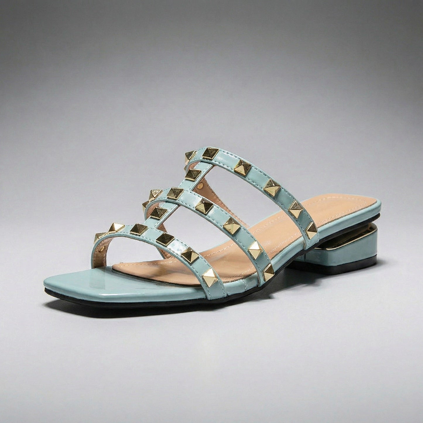 Women's Vegan Leather Studded Slip-On Sandals Corvine