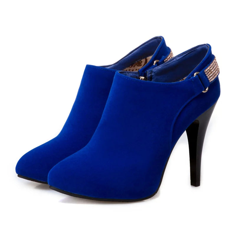 Women’s Velvet-Suede Ankle Boots with Crystal Strap Corvine