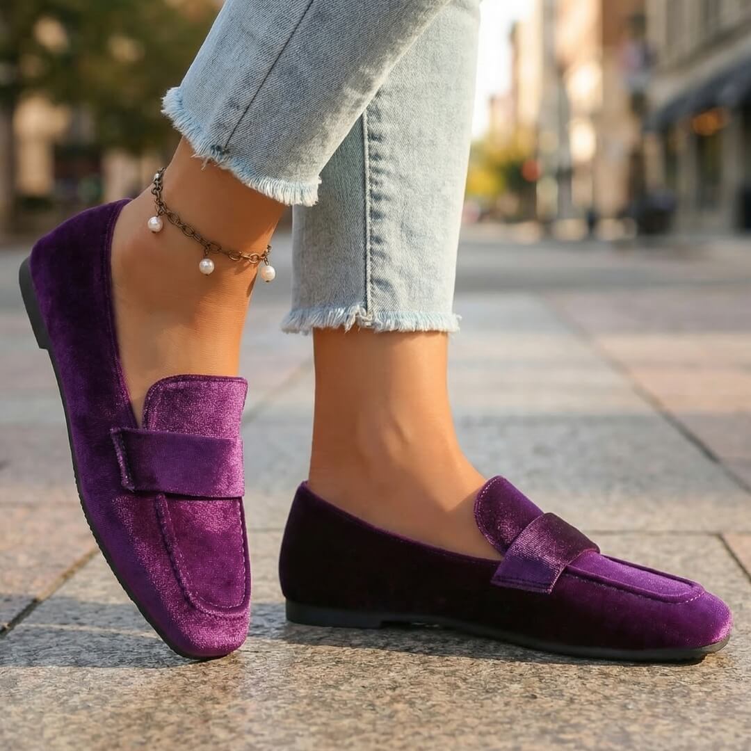 Women's Velvet Square Toe Loafers Corvine