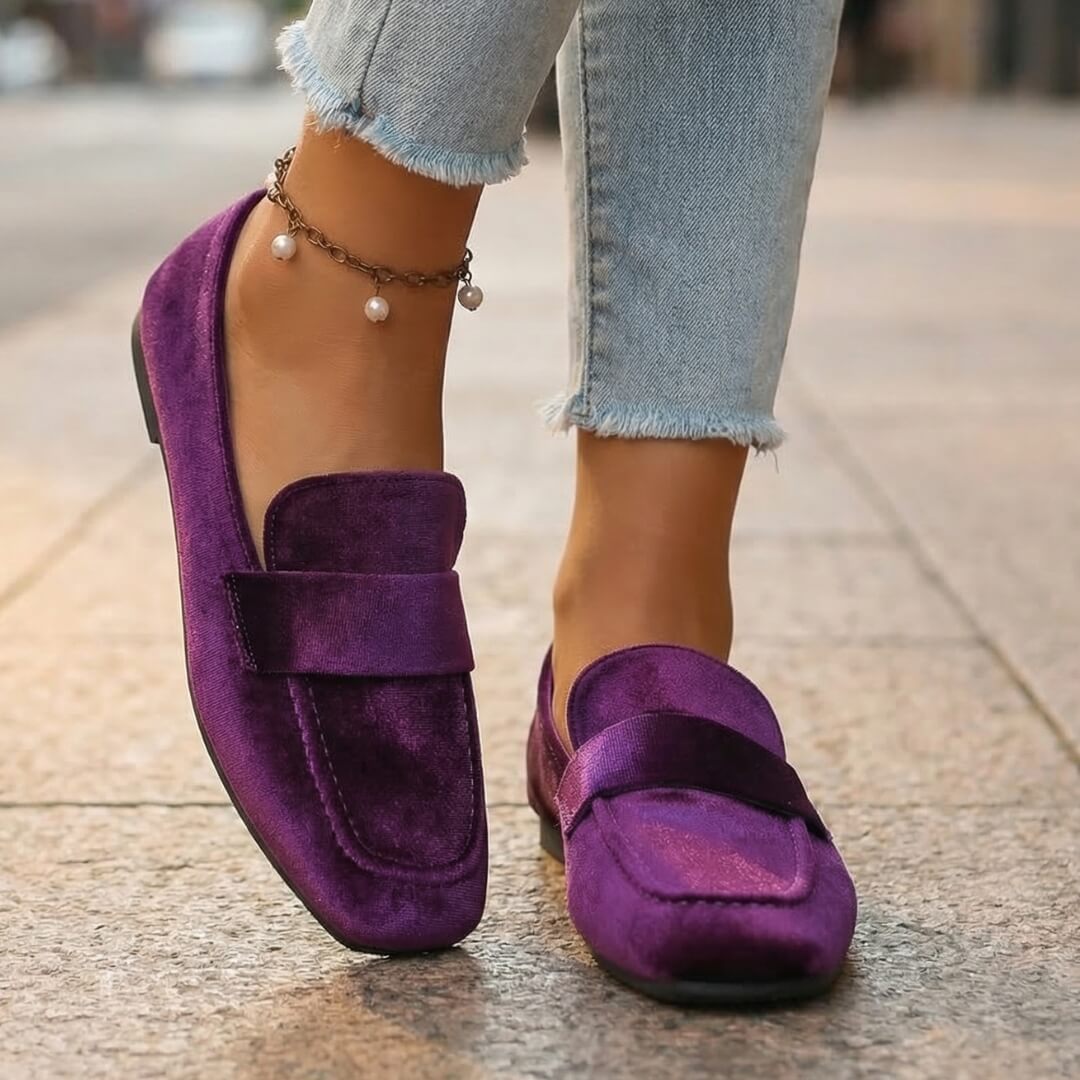 Women's Velvet Square Toe Loafers Corvine