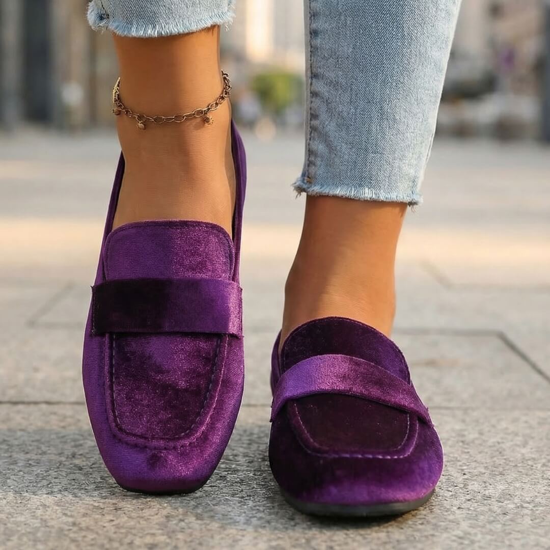Women's Velvet Square Toe Loafers Corvine