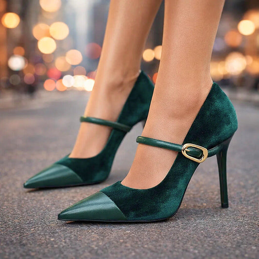 Women's Velvet Upper Heels Corvine