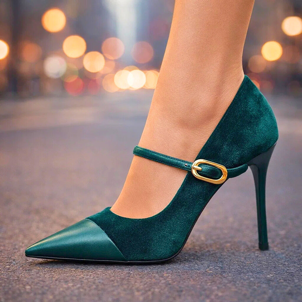 Women's Velvet Upper Heels Corvine