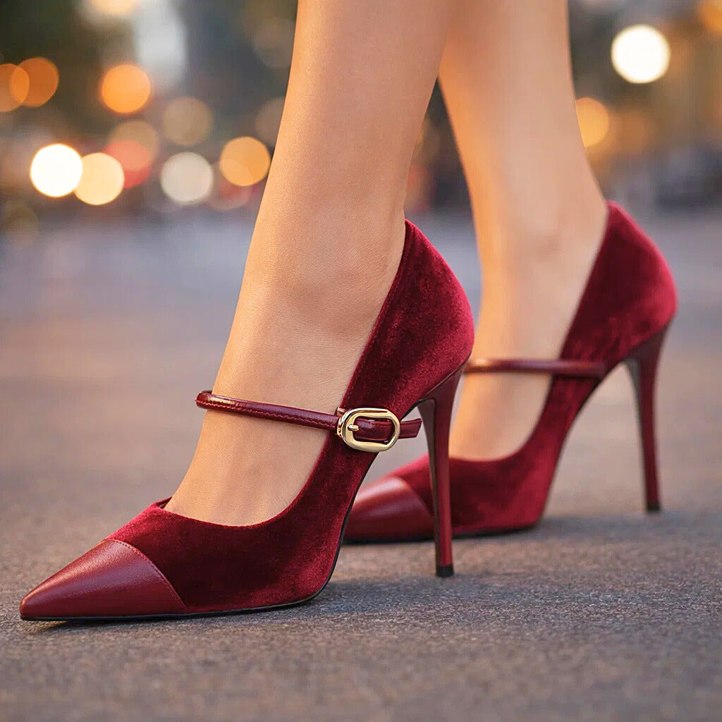 Women's Velvet Upper Heels Corvine