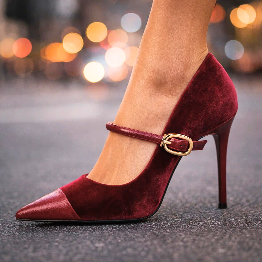 Women's Velvet Upper Heels Corvine