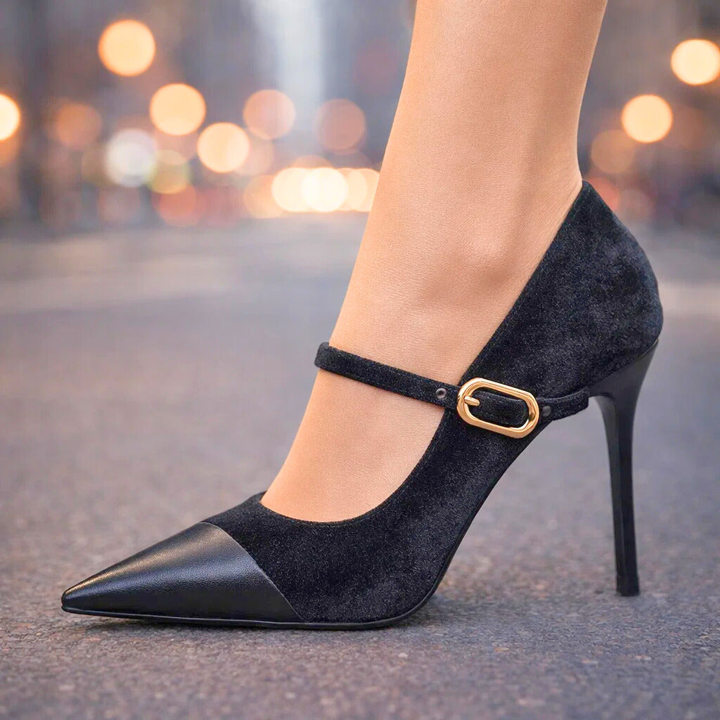 Women's Velvet Upper Heels Corvine