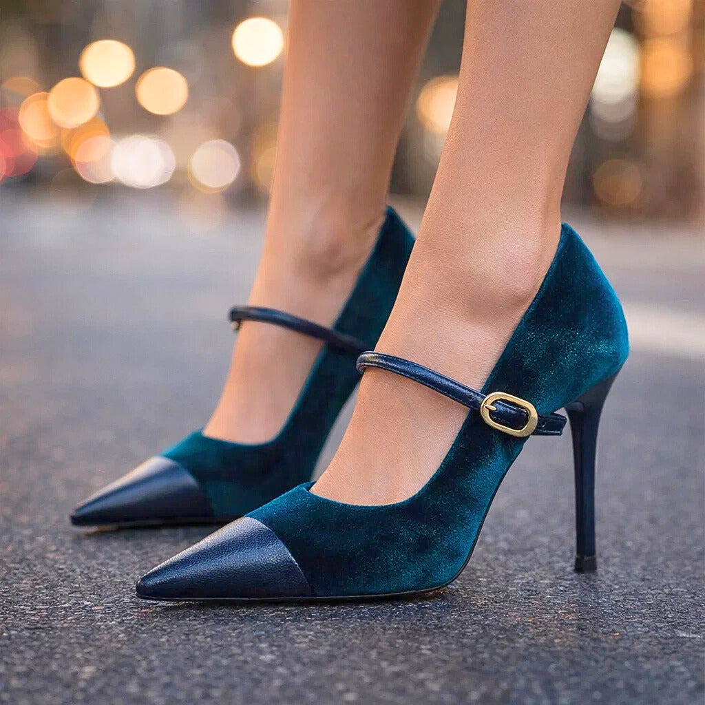 Women's Velvet Upper Heels Corvine