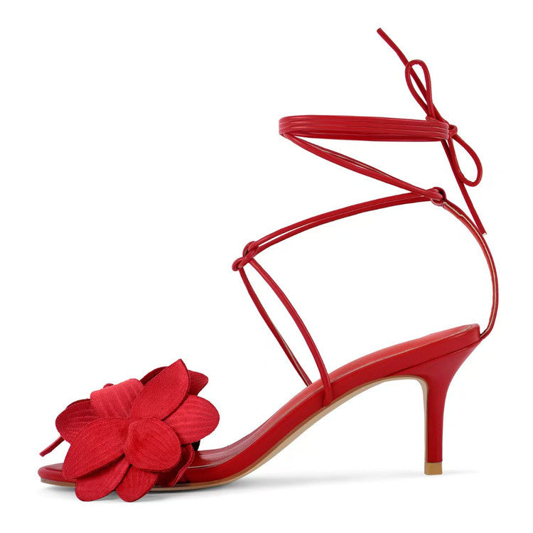 Women's Vibrant Leather Open-Toe Kitten Heel Sandals Corvine